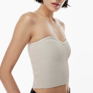 Aritzia Sculpt Knit Sweetheart Tube Top (Matte Pearl, XXS)